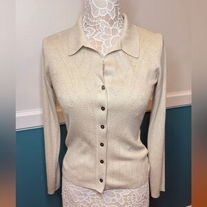 Guess Cream Button-Up Knit Cardigan